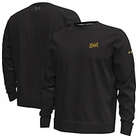 Sweat-shirt en polaire Under Armour noir pour homme, modèle Fighting Irish de Notre Dame, mélange trois matières métallisées.