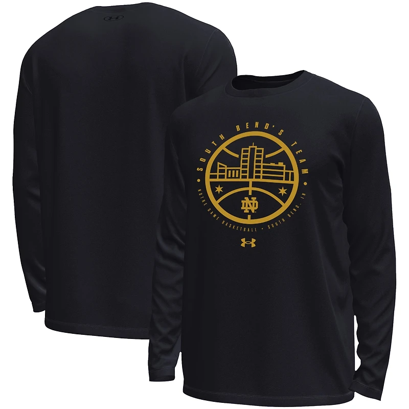 Men's Under Armour Black Notre Dame Fighting Irish The Bend Stretch Long Sleeve T-Shirt