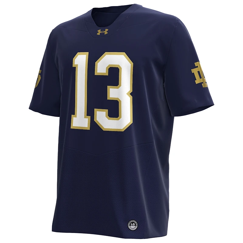 Maillot de football réplique Under Armour CJ Carr bleu marine pour homme, Notre Dame Fighting Irish, domicile NIL