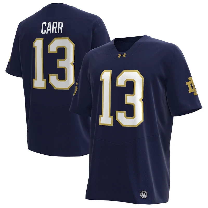 Men's Under Armour CJ Carr Navy Notre Dame Fighting Irish Home NIL Football Replica Jersey
