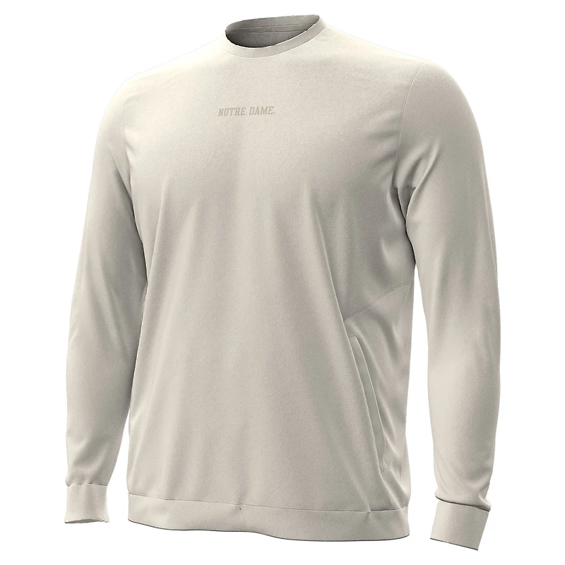 Men's Under Armour Cream Notre Dame Fighting Irish Sideline Meridian Tri-Blend Sweatshirt
