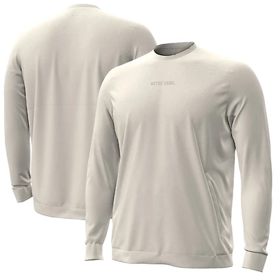 Men's Under Armour Cream Notre Dame Fighting Irish Sideline Meridian Tri-Blend Sweatshirt