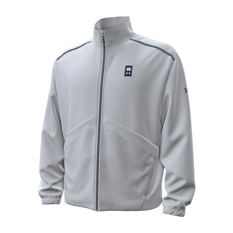 Veste zippée intégrale Under Armour grise Notre Dame Fighting Irish 2026 Sideline Unstoppable pour homme