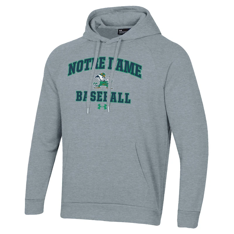 Men's Under Armour Gray Notre Dame Fighting Irish Baseball All Day Arch Fleece Pullover Hoodie