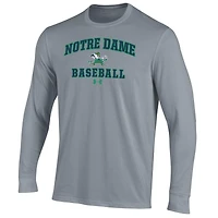 T-shirt de baseball Under Armour gris à manches longues pour homme, motif Fighting Irish Notre Dame