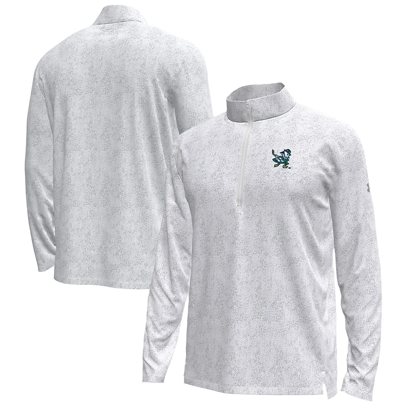 Haut de hockey Under Armour gris à fermeture éclair quart tour pour homme, motif Leprechaun des Fighting Irish Notre Dame