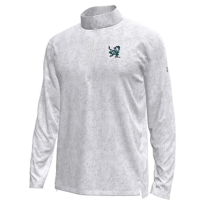 Men's Under Armour Gray Notre Dame Fighting Irish Hockey Leprechaun Tech Quarter-Zip Top