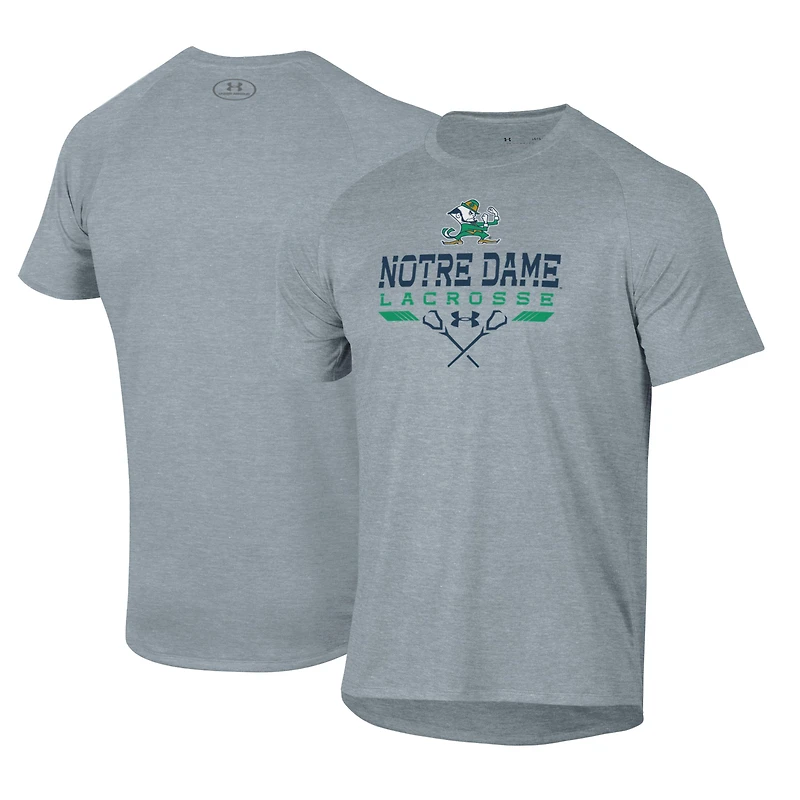 T-shirt de performance raglan gris Under Armour Notre Dame Fighting Irish pour homme