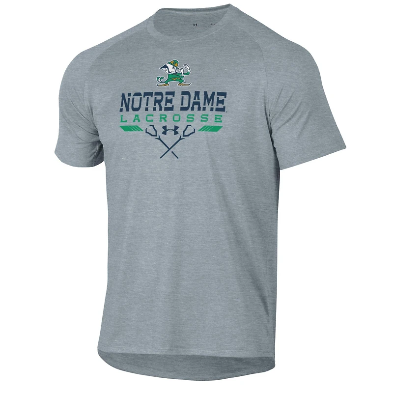 T-shirt de performance raglan gris Under Armour Notre Dame Fighting Irish pour homme