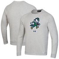 Men's Under Armour Gray Notre Dame Fighting Irish Leprechaun Rival Raglan Fleece Crew Neck Sweatshirt