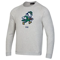 Men's Under Armour Gray Notre Dame Fighting Irish Leprechaun Rival Raglan Fleece Crew Neck Sweatshirt