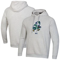 Sweat à capuche en polaire raglan gris Under Armour pour homme Notre Dame Fighting Irish Leprechaun Rival