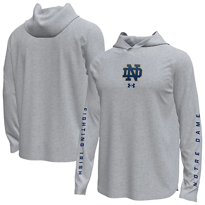 Men's Under Armour Gray Notre Dame Fighting Irish Tech Stretch Long-Sleeve Hooded T-Shirt