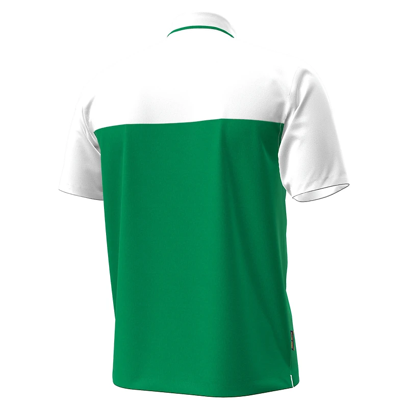 Polo Under Armour blanc/bleu marine Notre Dame Fighting Irish Green Blocked pour homme