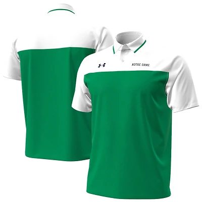 Men's Under Armour Green/White Notre Dame Fighting Irish Green Blocked Polo