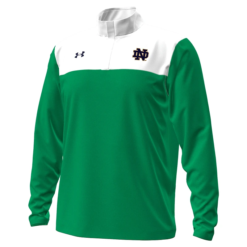Pull Under Armour vert/blanc à fermeture éclair quart de tour pour homme, motif Fighting Irish Notre Dame