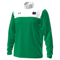 Pull Under Armour vert/blanc à fermeture éclair quart de tour pour homme, motif Fighting Irish Notre Dame