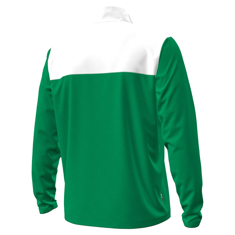Pull Under Armour vert/blanc à fermeture éclair quart de tour pour homme, motif Fighting Irish Notre Dame