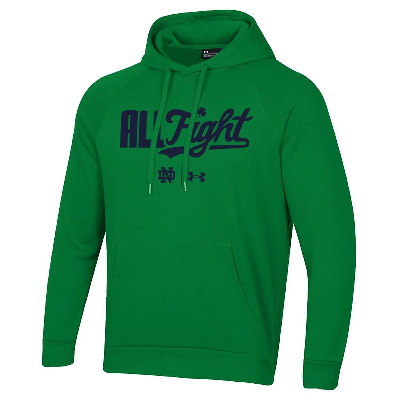 Sweat à capuche vert Under Armour Notre Dame Fighting Irish All Fight Raglan pour hommes