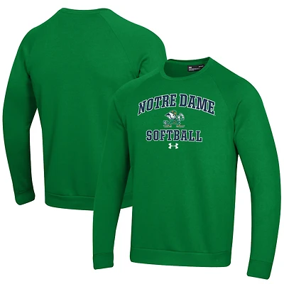 Sweat-shirt en molleton vert Under Armour All Day Arch pour homme, motif Notre Dame Fighting Irish Softball