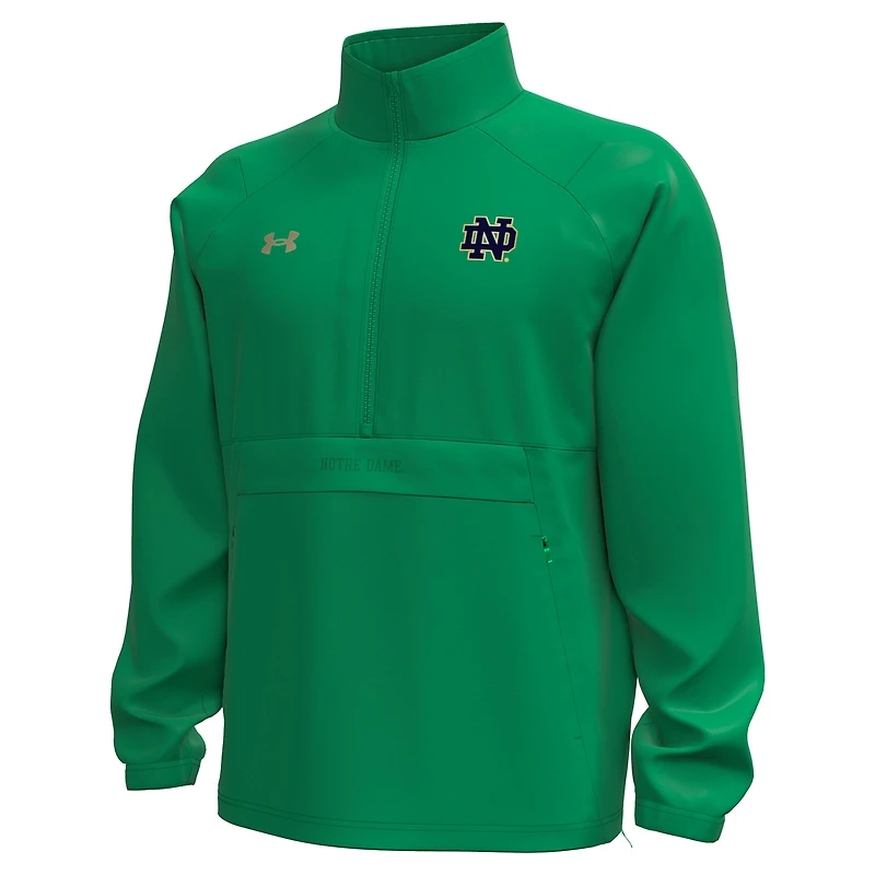 Veste anorak tissé Storm Tech demi-zip verte Under Armour Notre Dame Fighting Irish Unstoppable pour homme