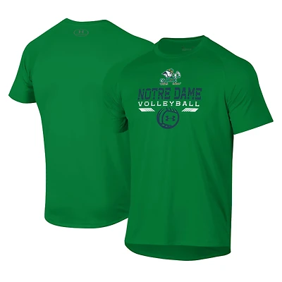 T-shirt Under Armour vert à manches raglan pour homme, motif Notre Dame Fighting Irish Volleyball Icon