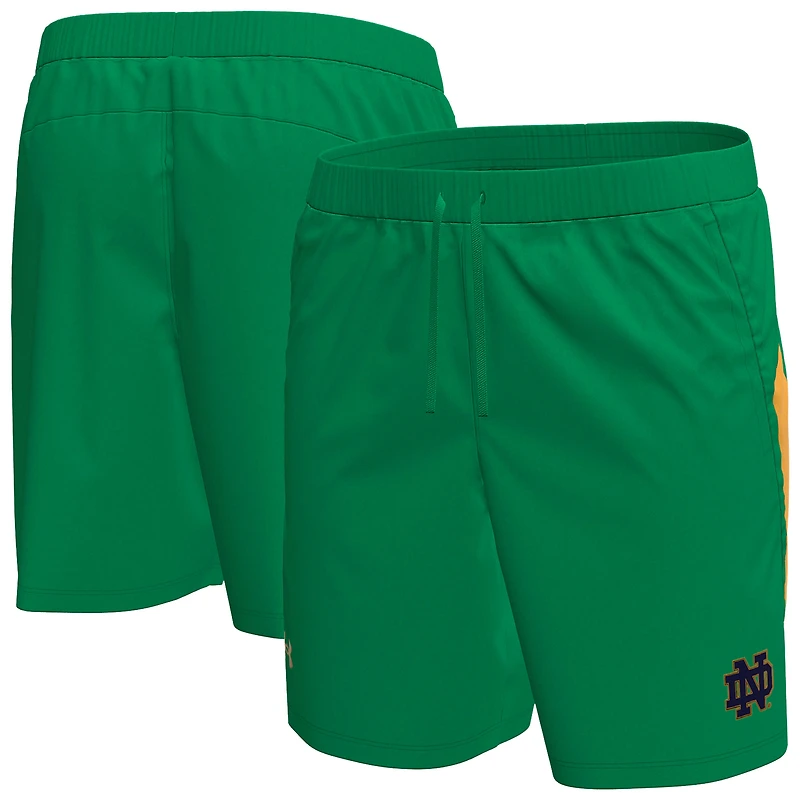 Short tissé Under Armour vert Notre Dame Fighting Irish pour homme