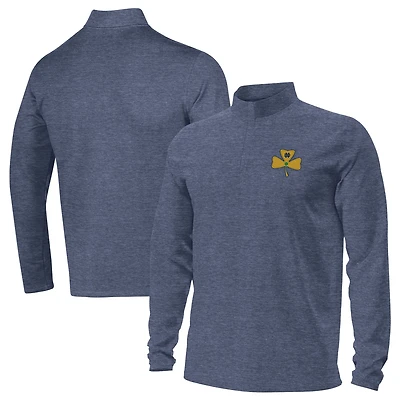 Men's Under Armour Heather Navy Notre Dame Fighting Irish Shillelagh Clover Motion Quarter-Zip Pullover