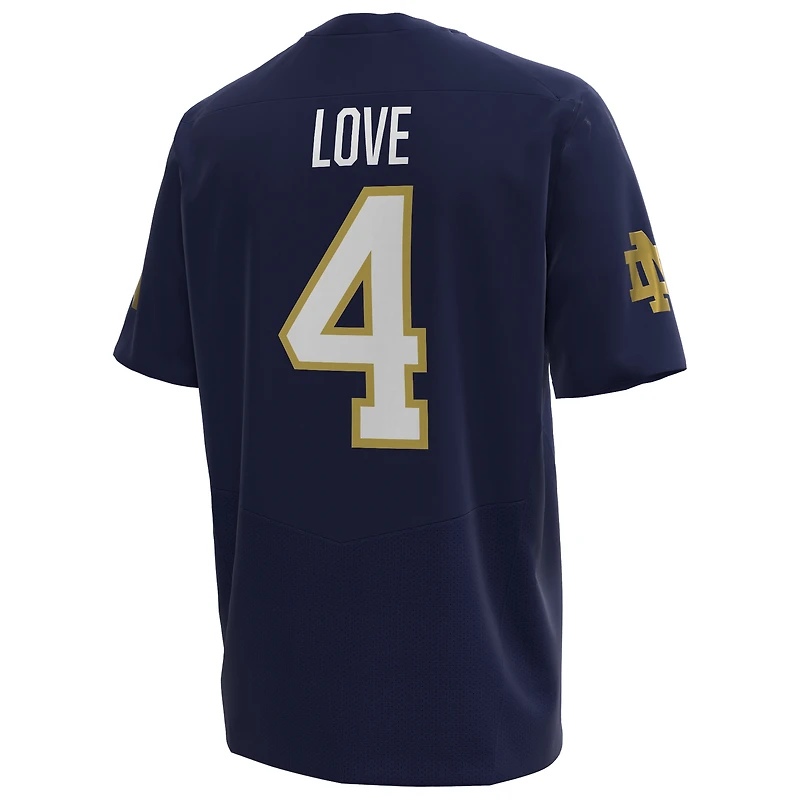 Men's Under Armour Jeremiyah Love Navy Notre Dame Fighting Irish NIL Football Replica Player Jersey