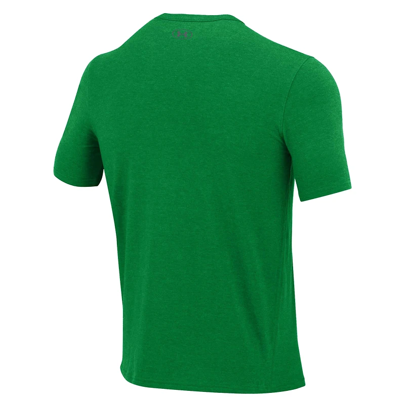 T-shirt tri-blend vert Kelly Green de Under Armour pour homme, Notre Dame Fighting Irish 2024, Wear All Fight