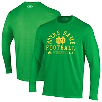 T-shirt de football Under Armour bleu marine à manches longues pour homme, motif Fighting Irish 2025.