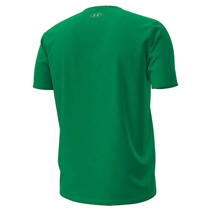 T-shirt de performance Under Armour Kelly Green pour homme, équipe football des Fighting Irish Notre Dame 2025