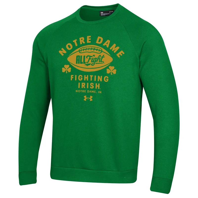 Men's Under Armour Kelly Green Notre Dame Fighting Irish Football Rival Fleece Sweatshirt