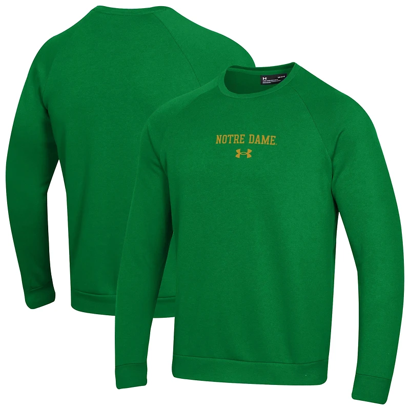 Men's Under Armour  Kelly Green Notre Dame Fighting Irish Sideline Rival Fleece Crewneck Sweatshirt