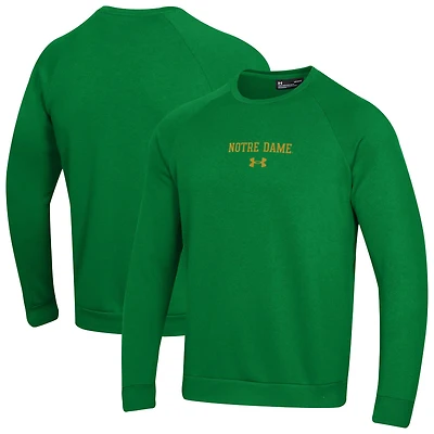 Men's Under Armour  Kelly Green Notre Dame Fighting Irish Sideline Rival Fleece Crewneck Sweatshirt
