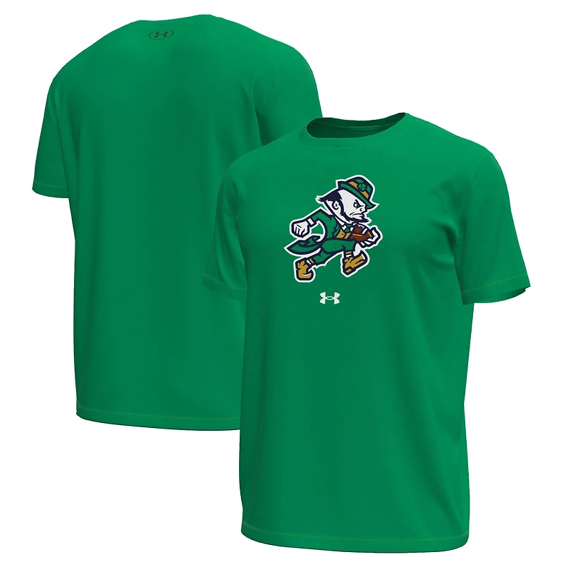 T-shirt technique extensible Under Armour Kelly Green pour homme, motif Fighting Irish de Notre Dame, Leprechaun