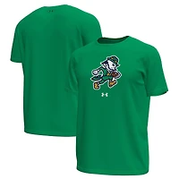 T-shirt technique extensible Under Armour Kelly Green pour homme, motif Fighting Irish de Notre Dame, Leprechaun
