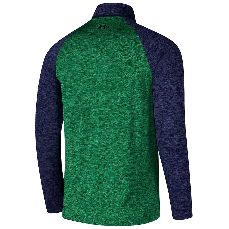Haut zippé quart de tour vert Under Armour Kelly Green Notre Dame Fighting Irish Tech Wear pour homme