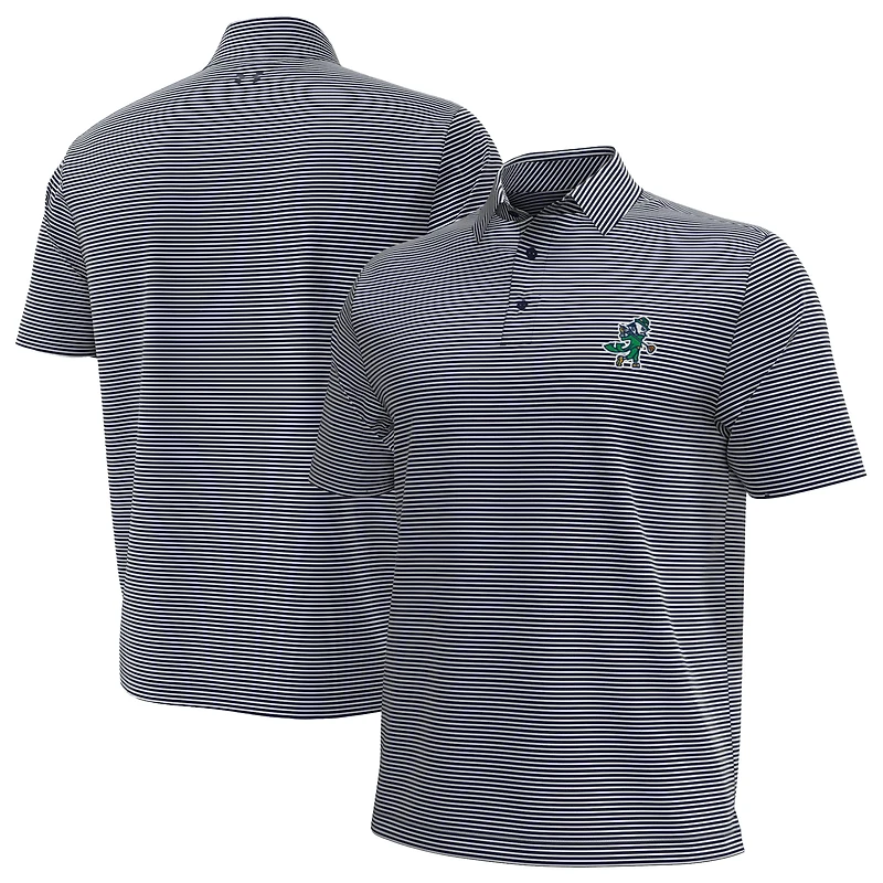 Men's Under Armour Navy/White Notre Dame Fighting Irish Golf Leprechaun Aura Stripe Polo