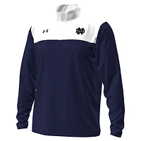 Pull Under Armour bleu marine/blanc pour homme, modèle Fighting Irish Green Blocked, à fermeture éclair quart de tour