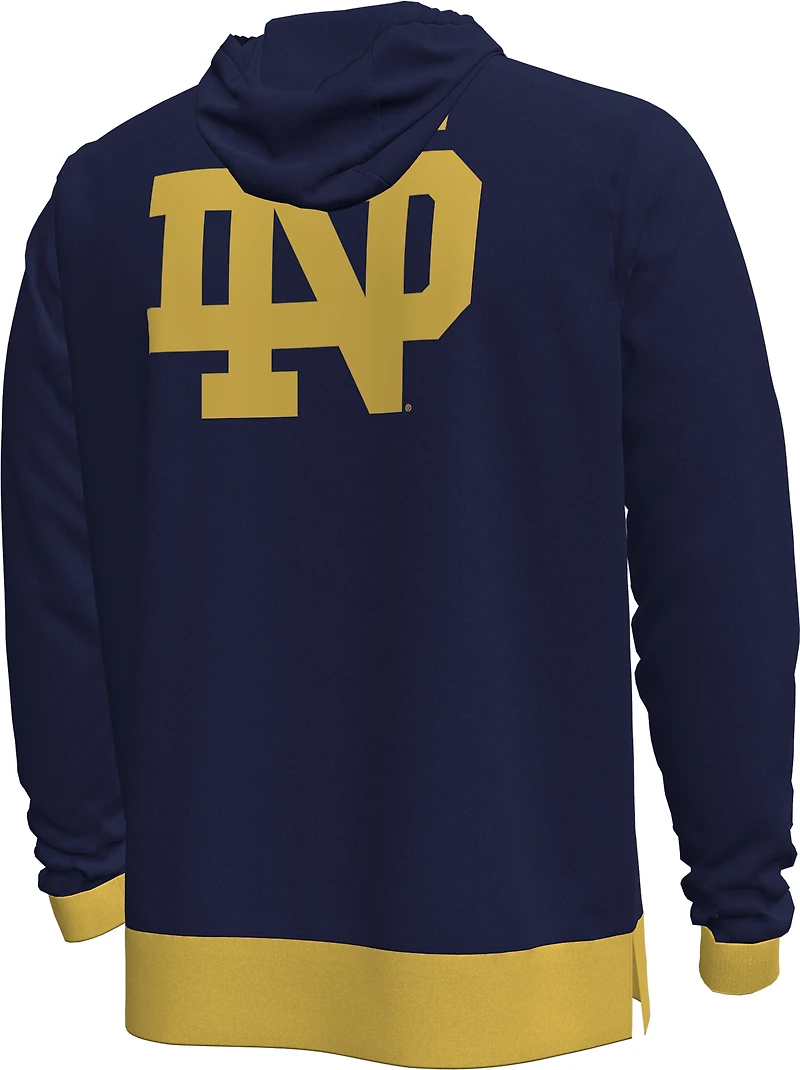 T-shirt à capuche manches longues pour homme Under Armour Navy Notre Dame Fighting Irish 2024 On-Court Shootaround