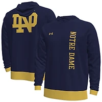 T-shirt à capuche manches longues pour homme Under Armour Navy Notre Dame Fighting Irish 2024 On-Court Shootaround