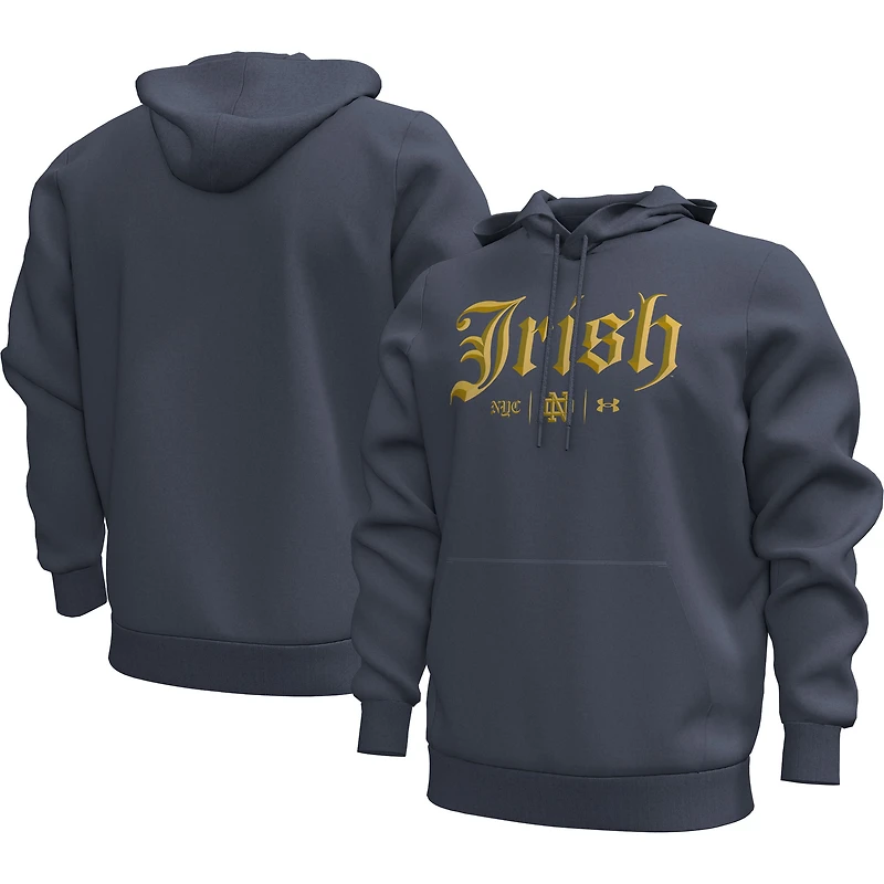 Men's Under Armour Navy Notre Dame Fighting Irish 2024 Shamrock Series Essential Pullover Hoodie