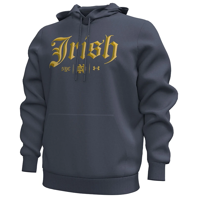 Men's Under Armour Navy Notre Dame Fighting Irish 2024 Shamrock Series Essential Pullover Hoodie