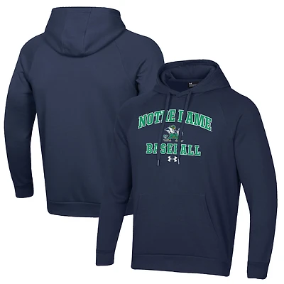 Men's Under Armour Navy Notre Dame Fighting Irish Baseball All Day Arch Fleece Pullover Hoodie