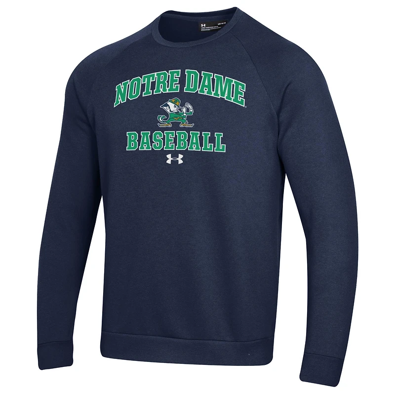 Men's Under Armour Navy Notre Dame Fighting Irish Baseball All Day Arch Fleece Pullover Sweatshirt