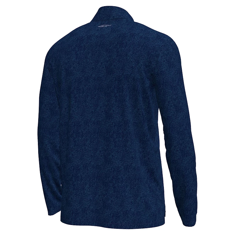 Haut à col zippé Under Armour bleu marine Notre Dame Fighting Irish Basketball Leprechaun Tech pour homme