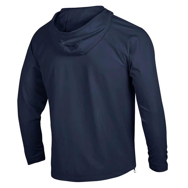 Veste raglan zippée intégrale Under Armour bleu marine Notre Dame Fighting Irish Basketball Leprechaun Unstoppable pour homme