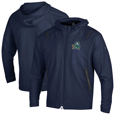 Men's Under Armour Navy Notre Dame Fighting Irish Basketball Leprechaun Unstoppable Raglan Full-Zip Jacket