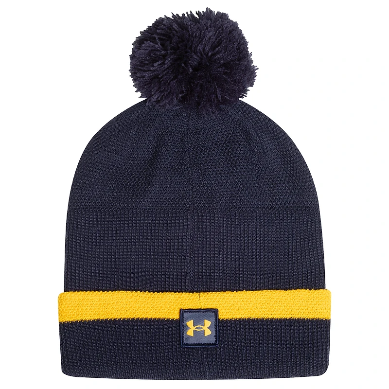 Bonnet en tricot à revers avec pompon Under Armour Navy Notre Dame Fighting Irish pour homme
